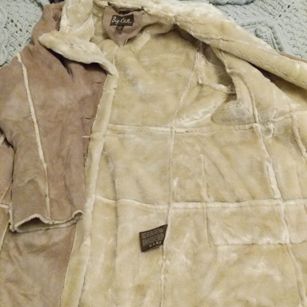 Suede and faux fur winter coat - Picture 2 of 5